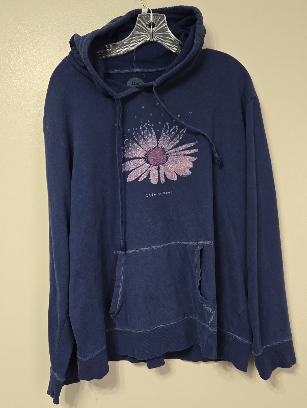 Life Is Good Navy Blue Daisy Pullover Hoodie